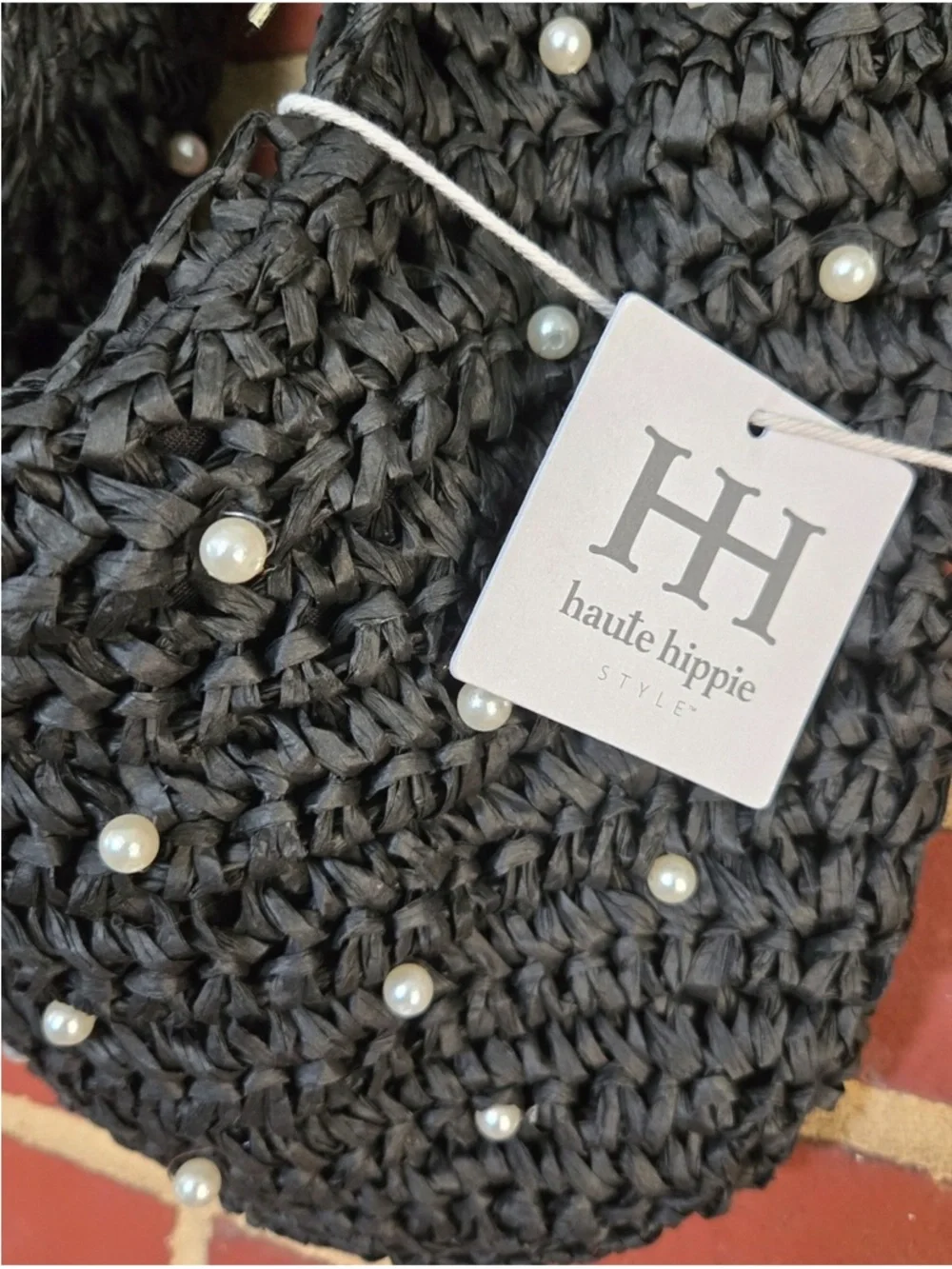 Haute Hippie Charcoal Pearl-Embellished Woven Hobo